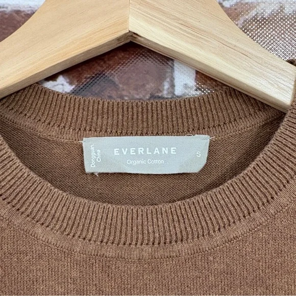 Everlane 🤎 100% Organic Cotton Classic Crewneck Sweater, Brown, Size Small - Picture 2 of 4